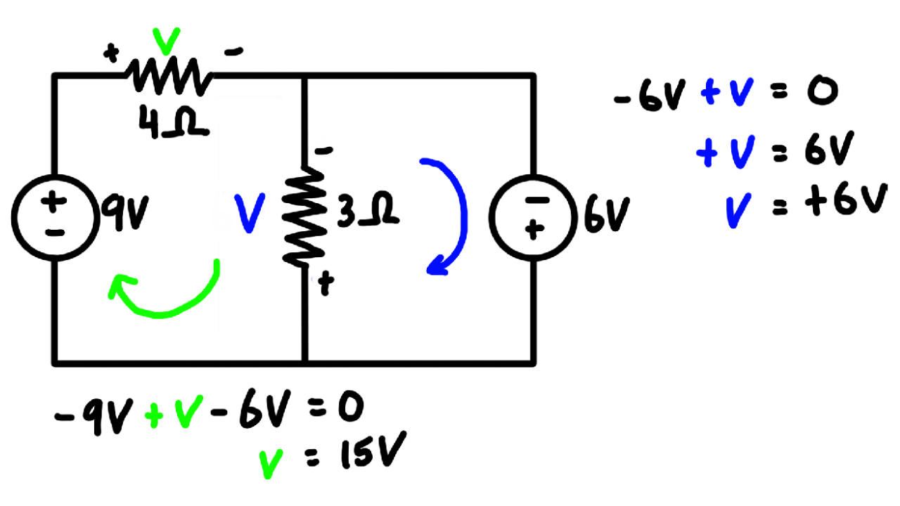 Kirchhoff's Voltage Law (KVL) Example Problem #2