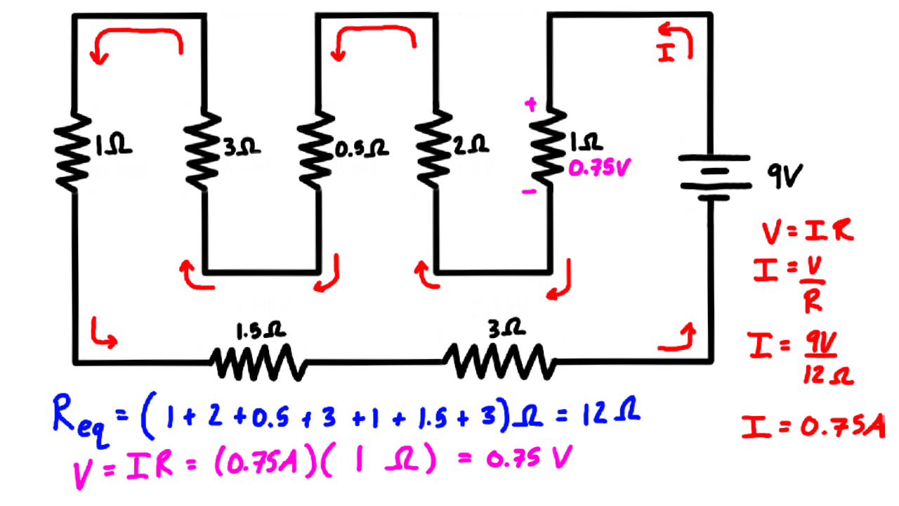 Voltage Division Example Problem #2 (Series Resistors)